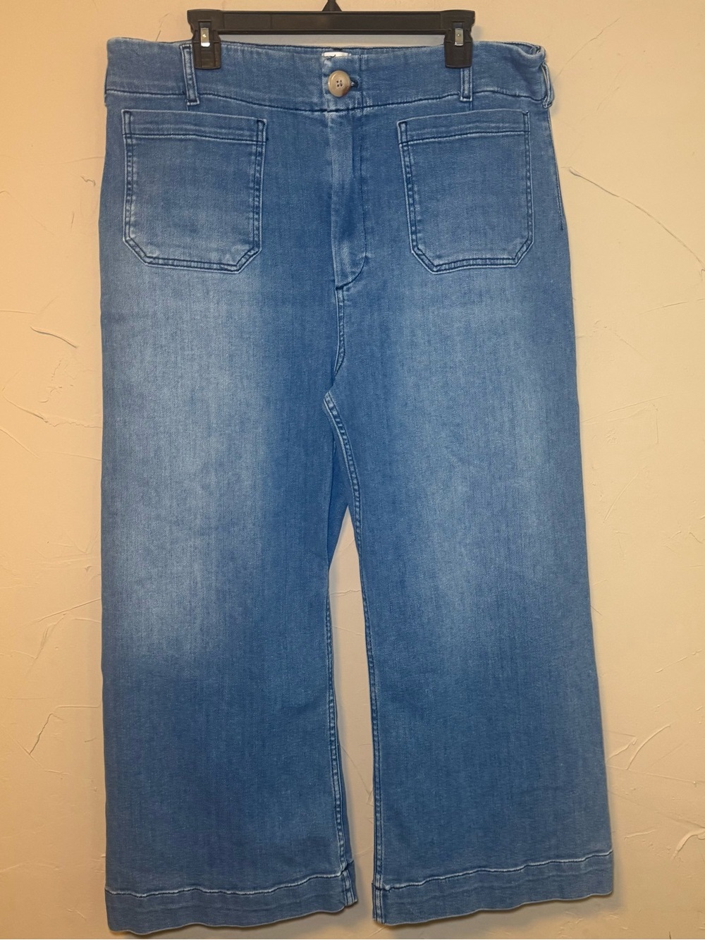 Anthropologie Maeve Colette Cropped Wide Leg Denim Size 34 Minimalist Chic - Picture 2 of 13